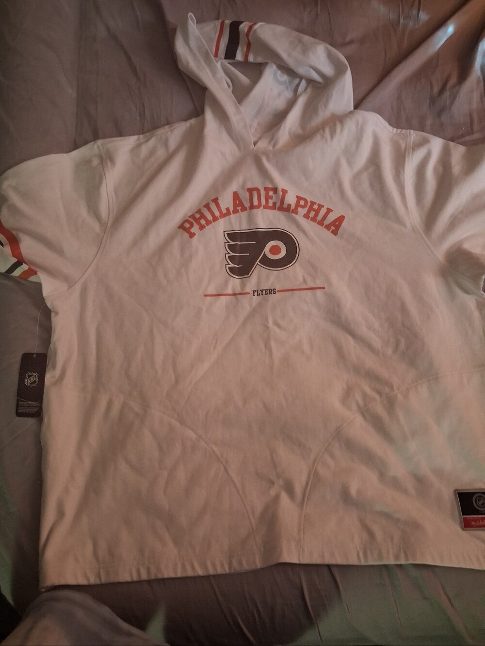 NHL White Hoodie with Black NHL Tag